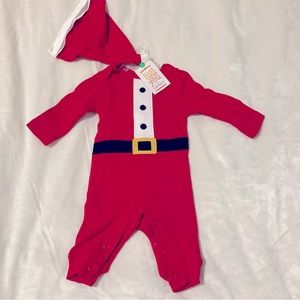 CARTERS NWT NEWBORN SANTA SET SNAP BOTTOM ONSIE